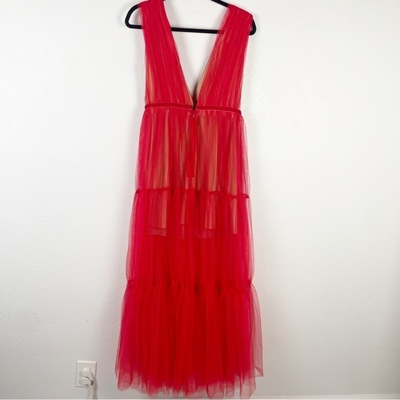 Sau Lee Chloe Tulle Maxi Dress Red Formal Evening Party - Picture 5 of 10